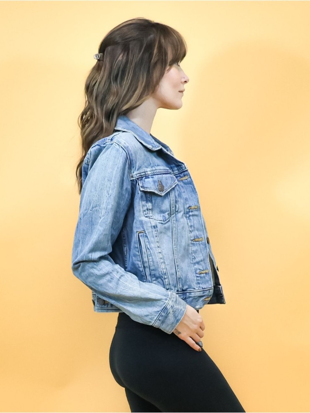 Levi's Light Blue Denim Jacket with Tan Leather Patch